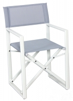 SEDIA REGISTA IMOLA - alluminio bianco - seduta e schienale in textilene grigio cenere - pieghevole