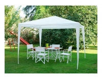 LIVEGARDEN GAZEBO A TUBO IN FERRO 300 x 300 TELO PLASTIFICATO BIANCO