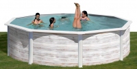 GRE PISCINA FUORITERRA FINLANDIA NORDIC TONDA 240x120 cm IN ACCIAIO CON FILTRO SABBIA E ACCESSORI cod. KIT240N