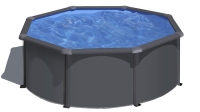 KIT300GY GRE PISCINA FUORITERRA ANTHRACITE TONDA 300x120 cm IN ACCIAIO CON FILTRO SABBIA E ACCESSORI