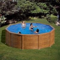 GRE PISCINA FUORITERRA SICILIA 300x120 cm ESTETICA LEGNO IN ACCIAIO FILTRO CARTUCCIA cod. KITPR303W