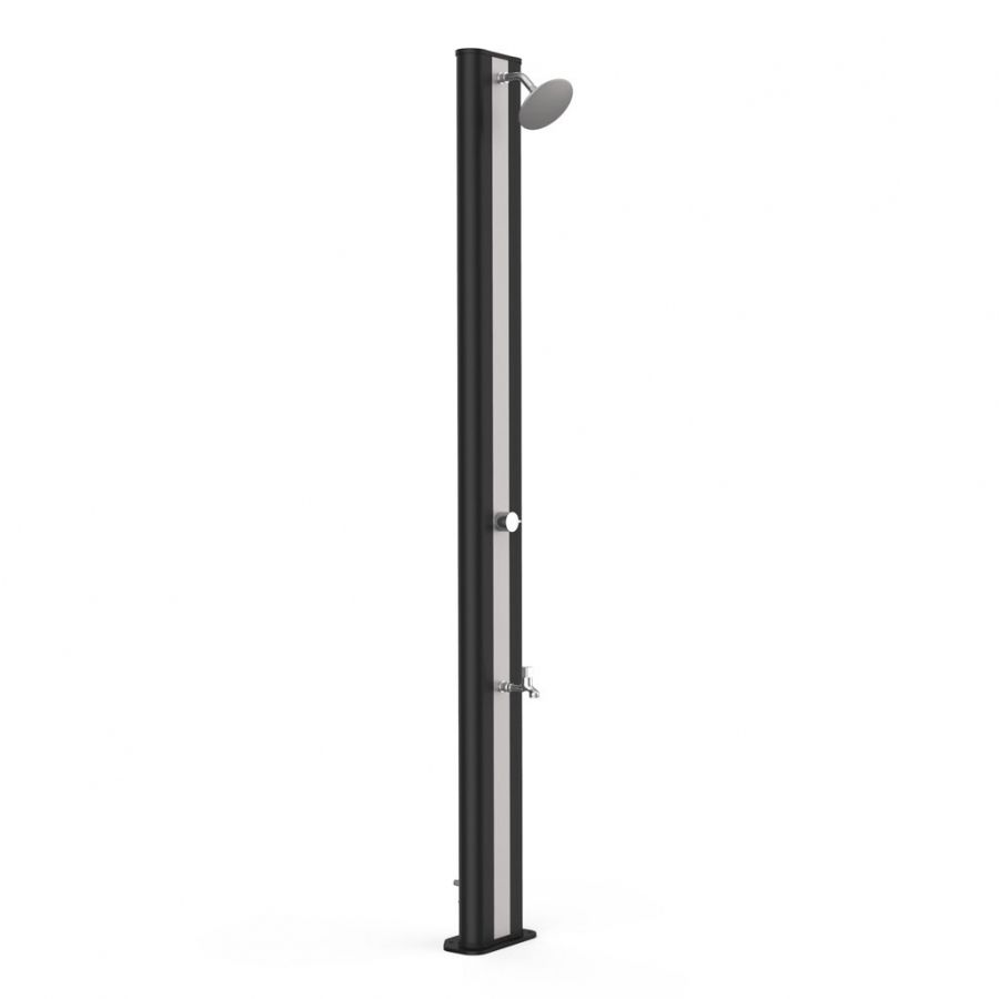 Doccia Solare MPC Rio XXL Blackmatt – Serbatoio 40L, Lavapiedi, Soffione 20 Cm, Altezza 226 Cm, PEHD
